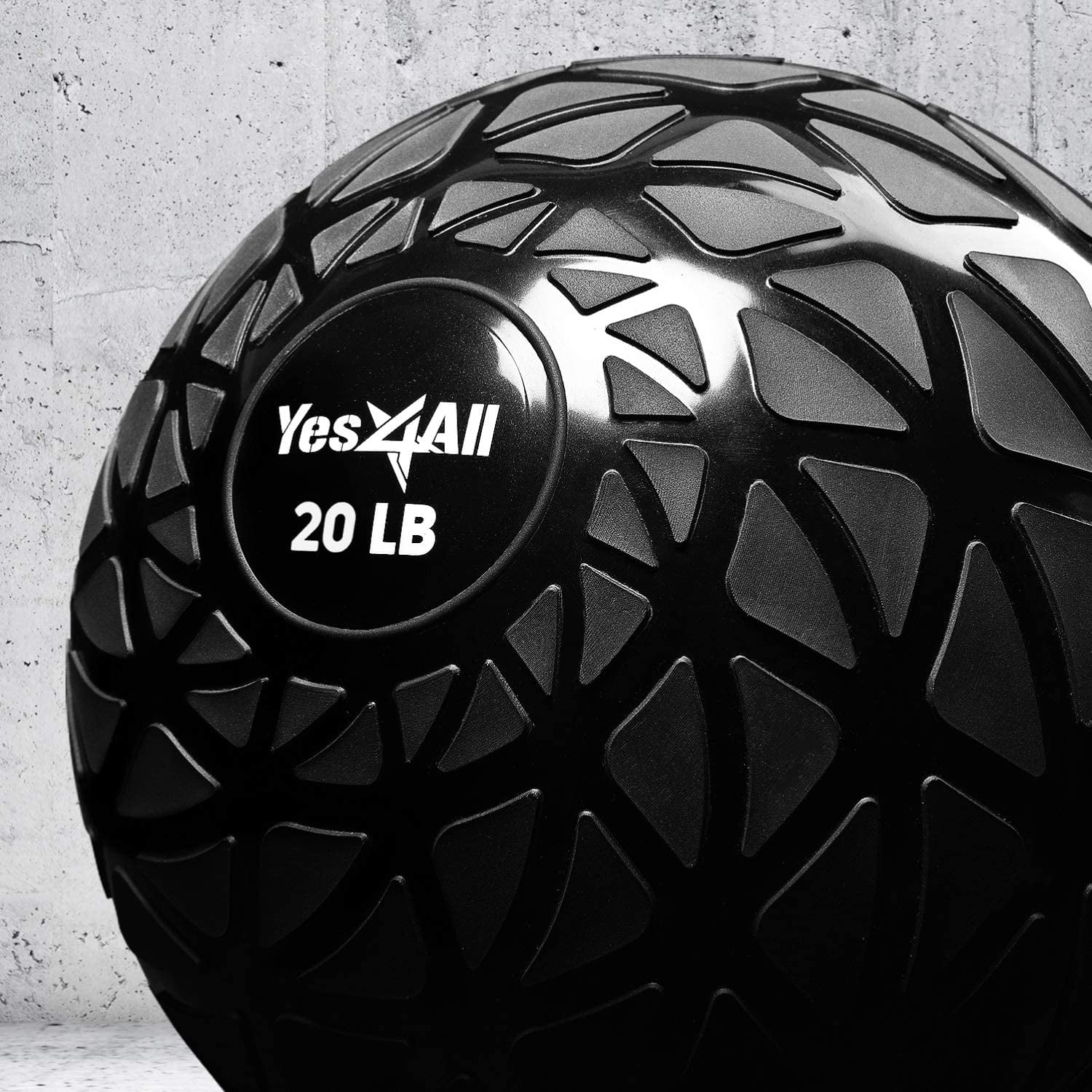 Yes4All Dynamic Slam Ball, PVC Sand Filled Medicine Ball, 10-40lbs Weight Ball - Black 20LBS