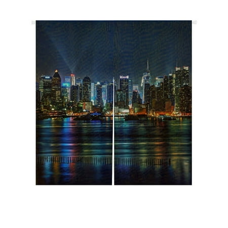 Night Door Curtain - GCKG NYC New York City Colorful Buildings At Night Doorway Curtain Japanese Noren Curtains Door Curtain Entrance Curtain Size 85x90cm
