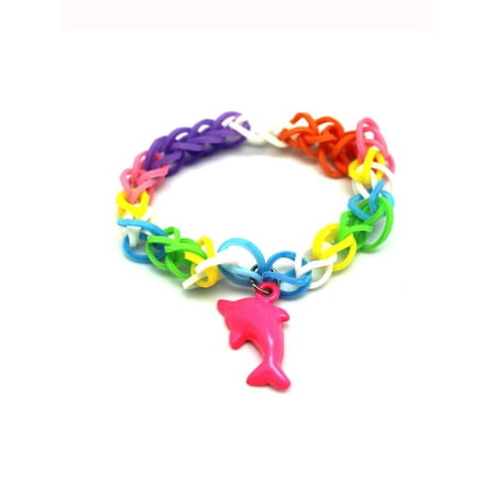 Pink Dolphin Charm With Rainbow Loom Rubber Band