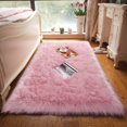 thumbnail image 6 of YJ.GWL Fluffy Faux Sheepskin Plush Area Rug Soft Fuzzy Rugs Floor Carpet for Bedroom Living Room,2.3'x 5',Pink, 6 of 7