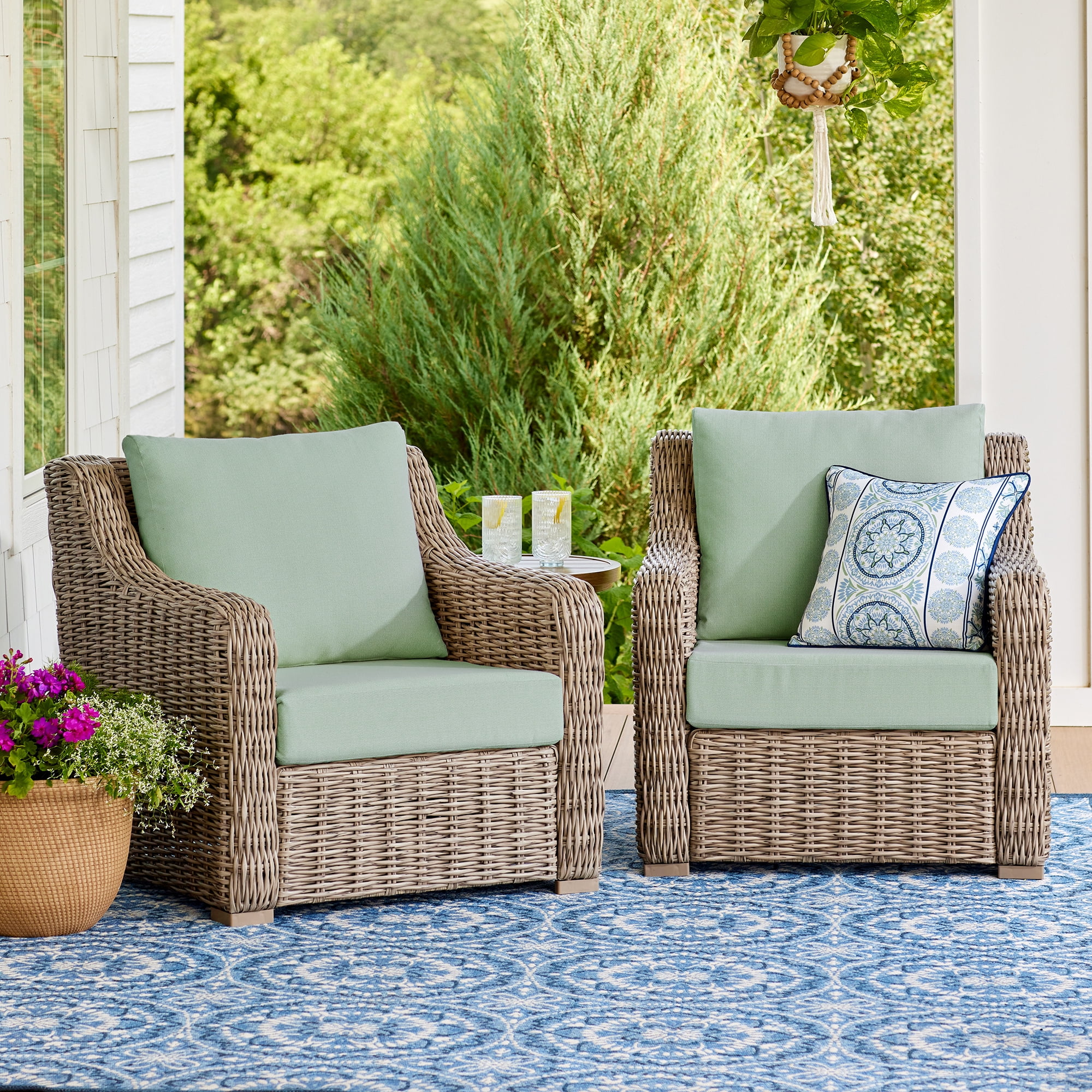 Better Homes & Gardens 24"x 24" Premium Green Outdoor 2 Piece Deep Seat Cushion