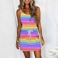 thumbnail image 2 of Vestido sexy con hombros descubiertos y estampado de rayas con cuello en V informal con cintura de tirantes de verano para mujer Pompotops ghjkhdj7080, 2 of 5