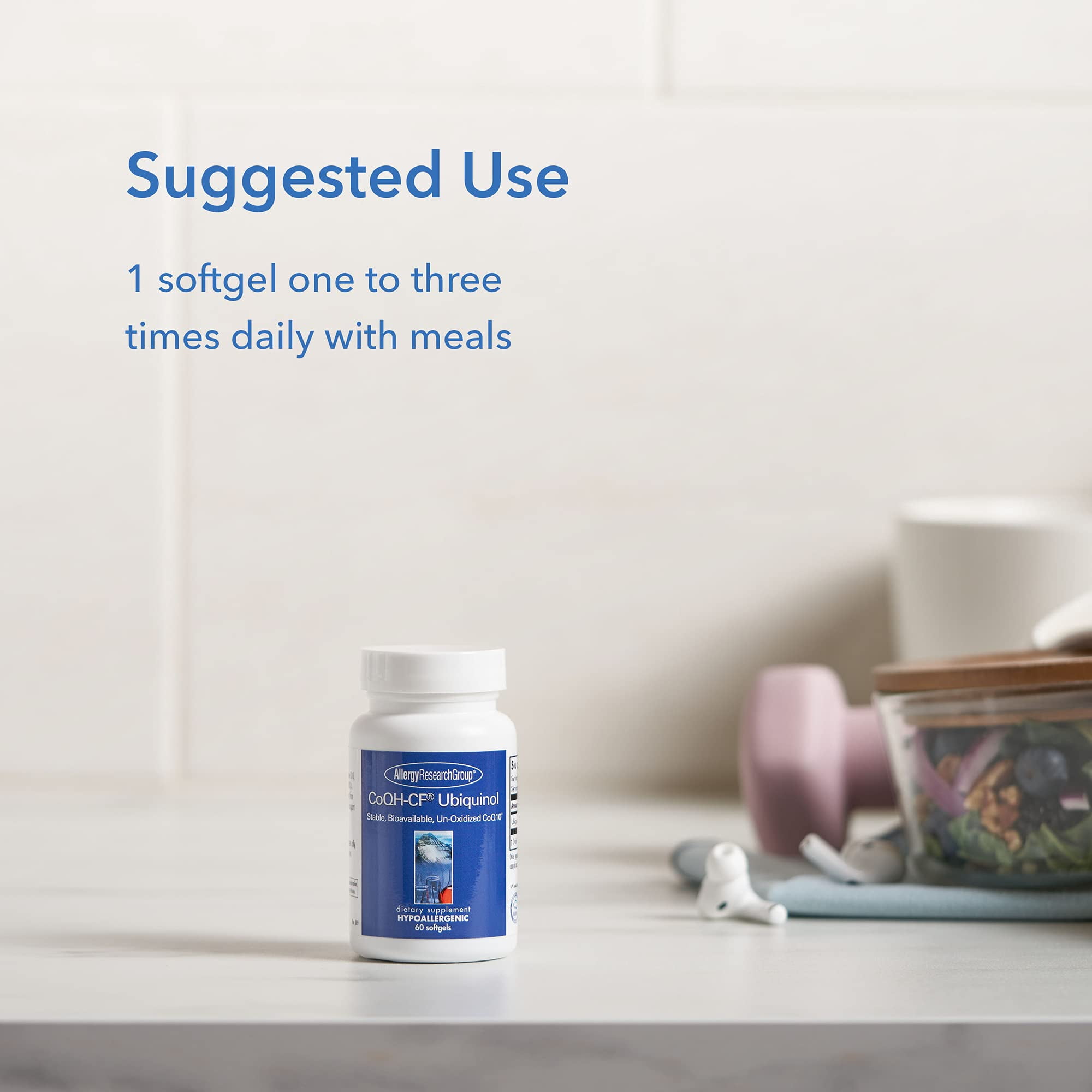 ARG CoQ10 Ubiquinol - Delivers 100 mg CoQ10 - Supports Cellular Energy Production, Antioxidant Activity & Heart Wellness - 60 Servings - 60 Vegetarian Capsules