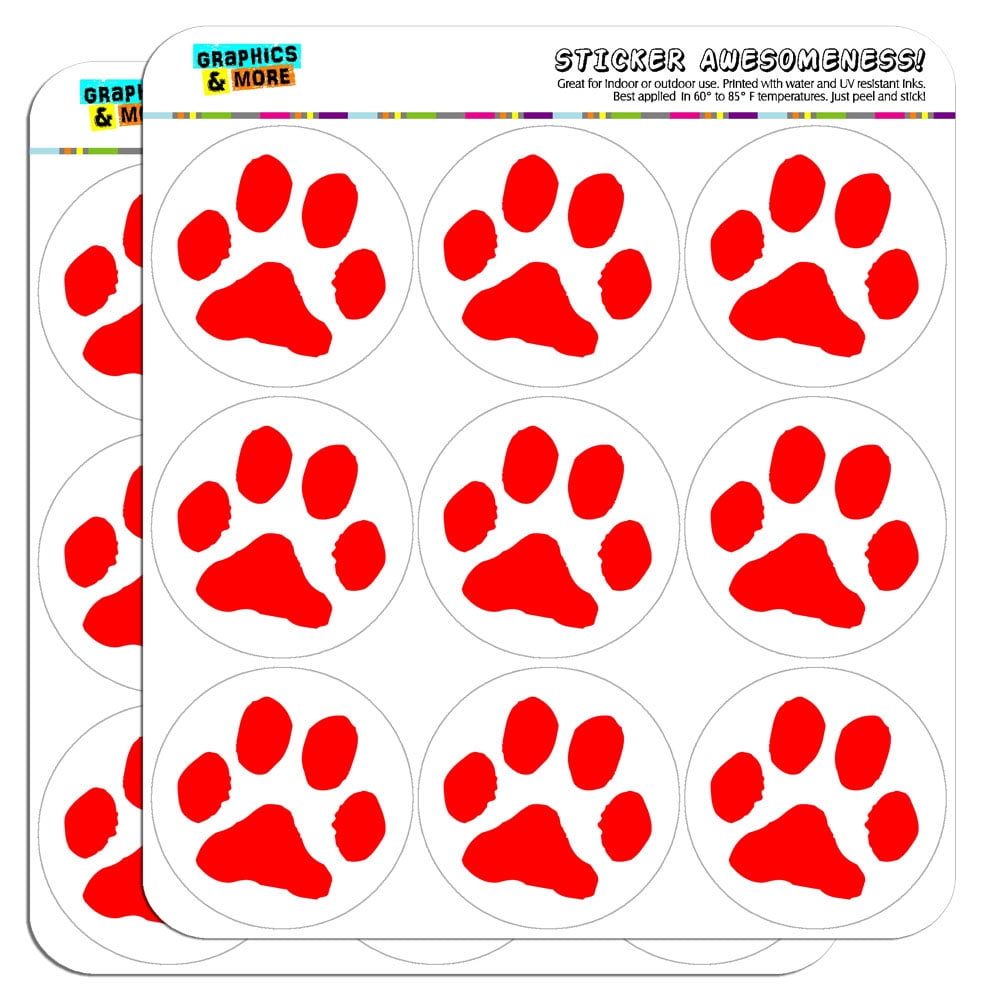 Paw Print Red 2" Scrapbooking Crafting Stickers