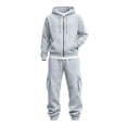 thumbnail image 6 of SELONE Mens 2 Piece Sets Joggers Big and Tall Full Zipper Hoodies Solid Cargo Pant with Pockets Fall Fashion Tracksuit, 6 of 9
