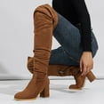 thumbnail image 4 of yocbz Motorcycle Boots Cowboy Boots for Women Western Cowgirl Boots with Chunky Heel Ladies Snip Toe Knee High Boots Brown,Size for US 7.5, 4 of 7