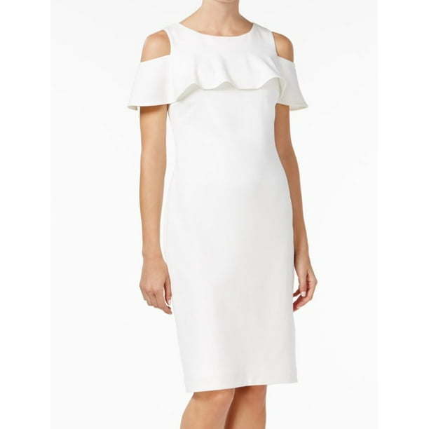 calvin klein off the shoulder crepe gown