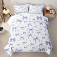 thumbnail image 2 of Erosebridal Watercolor Heart Bow Bed Spread Queen for Girls, Purple Gingham Ribbon Queen Coverlet Set, 3-Piece, 2 of 7