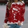 thumbnail image 2 of Nmnitkp Long Sleeve Shirts for Women Comfortable and Warm Christmas Print Ugly Sweaters for Women,Festival Party Pullovers Comfy Soft Sweater Cute Santa Head Pattern Blouse Tshirt Tops, 2 of 4