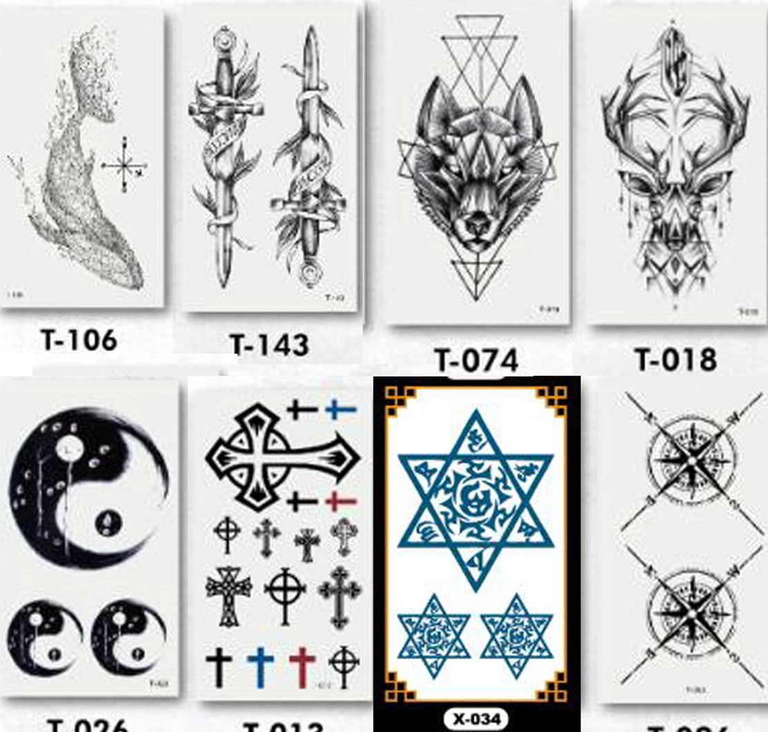 PartyPavillion More Temporary Tattoos Men Women Kids - Black