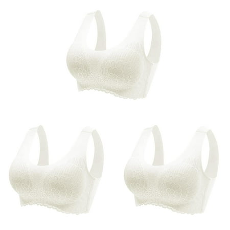 ng Packs of Bras Gathering Sleep Latex Underwear Women Bra Set and Underwear Plus Size Bar Padded Underwire Bra Strapless Bra Workout Sports Bras ceangrtro White (3Packs) White (3Packs)
