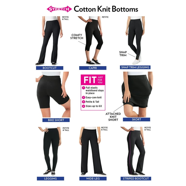 Women & Plus Soft Cotton Active Stretch Capri Length Lightweight