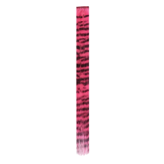 SIfdSeng Christmas Gifts Tail Hair Extensions 18 Inch Stripe Printed Piece Synthetic Straight Clip In Hair Extensions for Daily Use Random Color