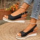 thumbnail image 5 of Bmisegm Women's Slope High Heel Sandals Fish Mouth Fashion Sandals Womens Sandals Summer Black 8.5, 5 of 9