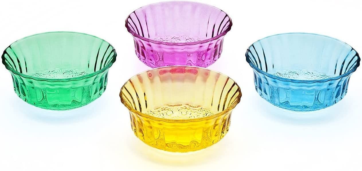 SET OF COLORED GLASS BOWLS