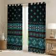thumbnail image 2 of jejeloiu Retro Aztec Blackout Curtains,Boho Geometric Curtains Pack of 2 (38x45 Each),Cyan Geometric Window Curtains For Men Women,Luxury Bedroom Decor, 2 of 6
