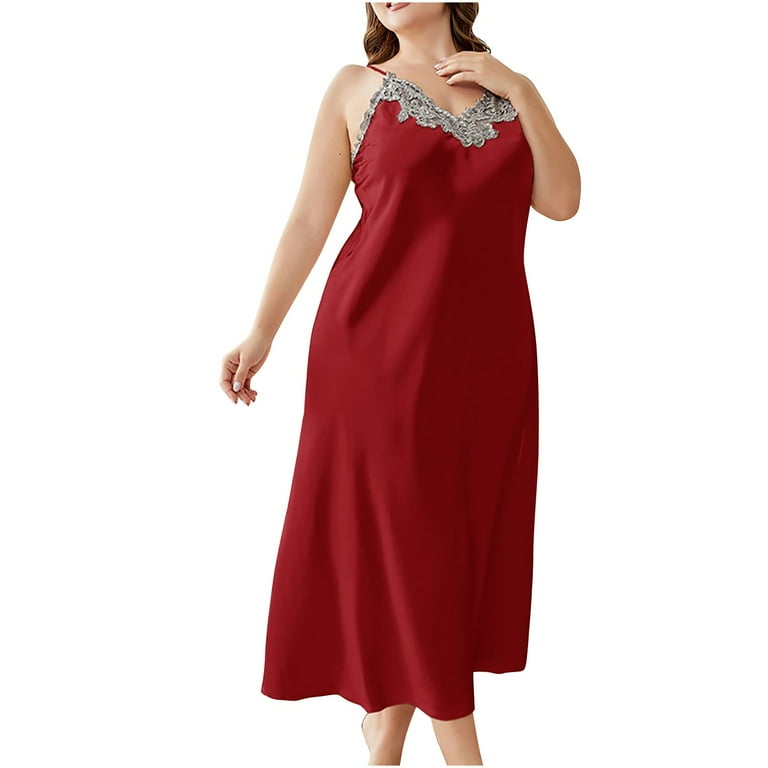 Abomasnow Plus Size Satin Nightgowns for Women Elegant Silk Slip