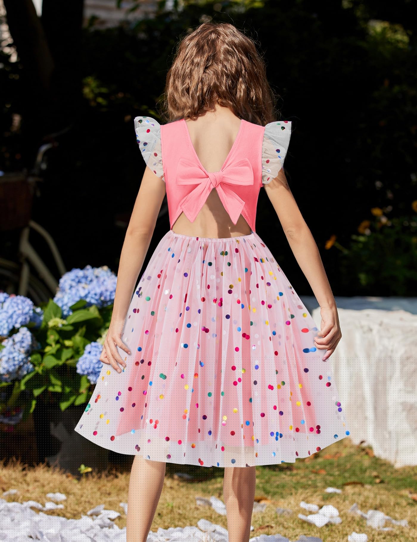 thumbnail image 4 of Arshiner Toddler Tutu Dress Little Girls Summer Tulle Backless Party Birthday Cotton Dresses, 4 of 6