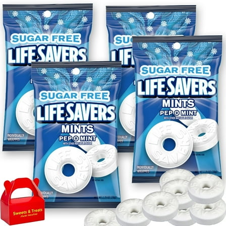 LifeSavers Peppermint Sugar Free Hard Candy – Pep O Mint Breath Mint | Refreshing | 4 Bags (2.75 oz Each), 11 oz Total  Individually Wrapped
