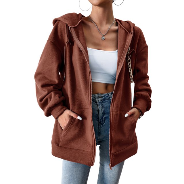 Abrigo Sudadera básica para mujer Estilo casual Sudadera con capucha con bolsillos Traje diario Ygjytge Marrón S para Mujer