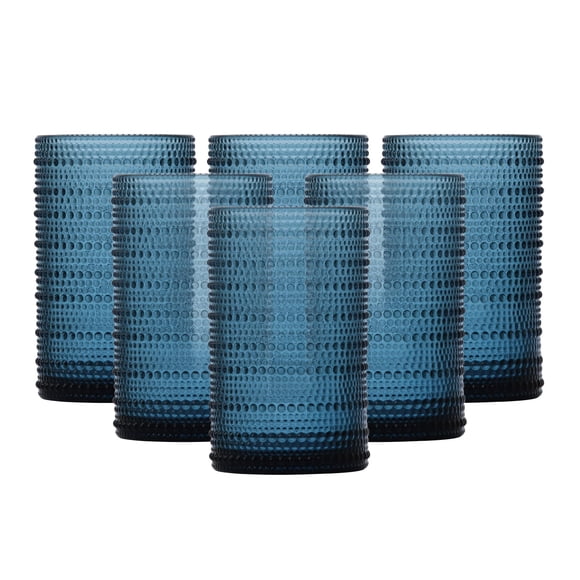 Fortessa Jupiter Perlé Hobnail Verre, Boisson Glacée de 13 Onces (Ensemble de 6), Bleu Bleuet