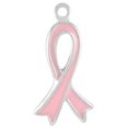 thumbnail image 1 of Sterling Silver 18" .8mm Pink Enameled Breast Cancer Awareness Crossed Ribbon Pendant Necklace, 1 of 2