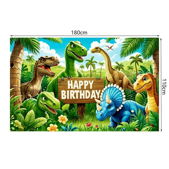 LUUFILx Dinosaur Jungle Birthday Party Backdrop Polyester Photo Booth Background Kids Birthday Party Banner Backdrop Kid Room Photo Prop