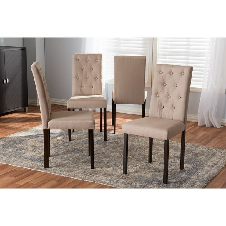 Baxton Studio Gardner Modern and Contemporary Dark Brown Finished Beige Fabric Upholstered Dining Chair - Set of 4 Baxton Studio Gardner Modern and Contemporary Dark Brown Finished Beige Fabric Upholstered Dining Chair - Set of 4