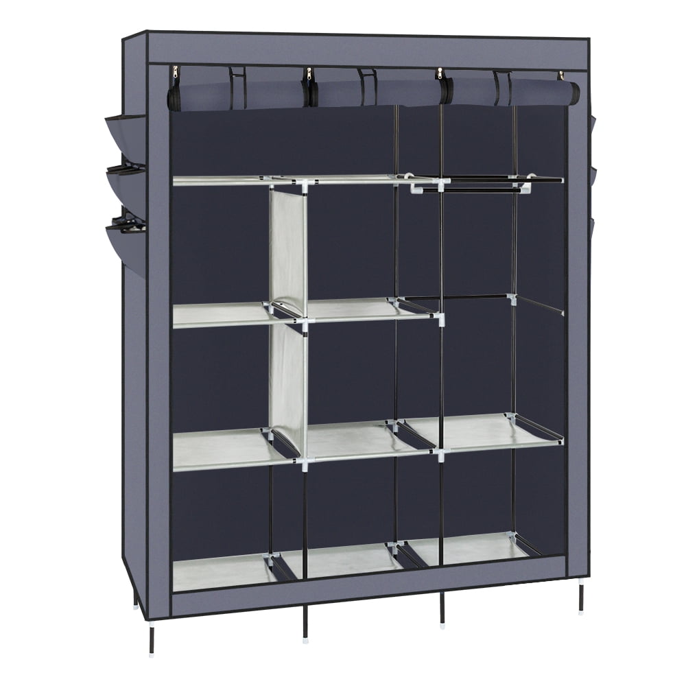 69" High-leg Non-woven Fabric Assembled Cloth Wardrobe, Gray