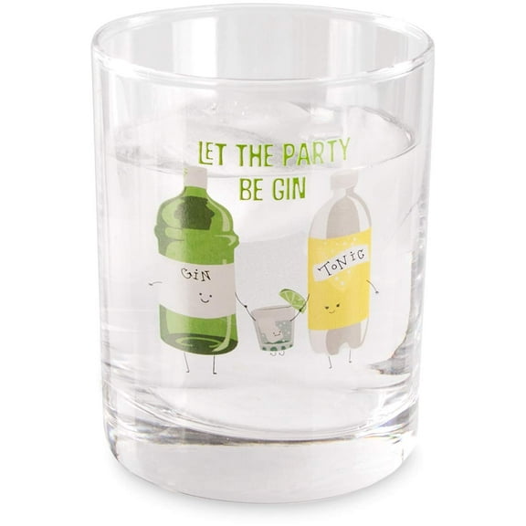 Pavilion Gift Company Pavilion-Let The Party Be Gin-11 oz Low Ball 11 oz Rocks Glass, Green