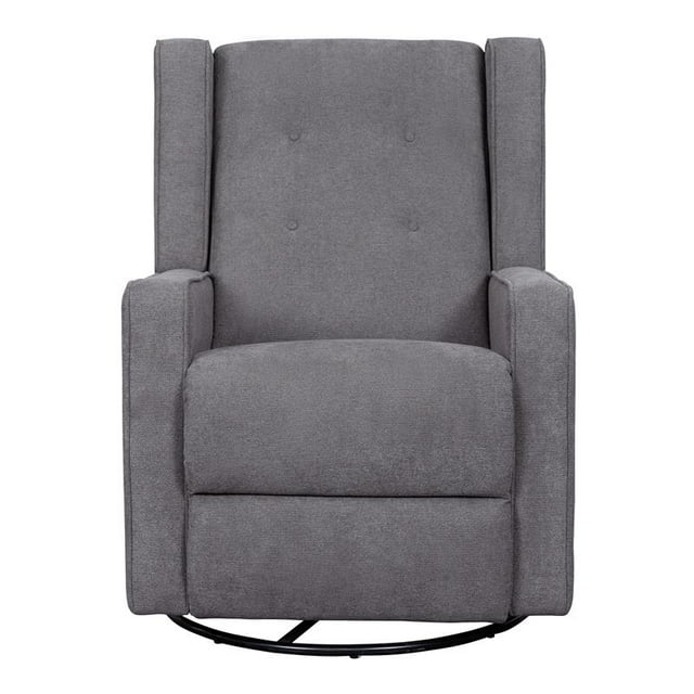 Home Fare Shelter Style Manual Recliner with Swivel Base in Ash Gray