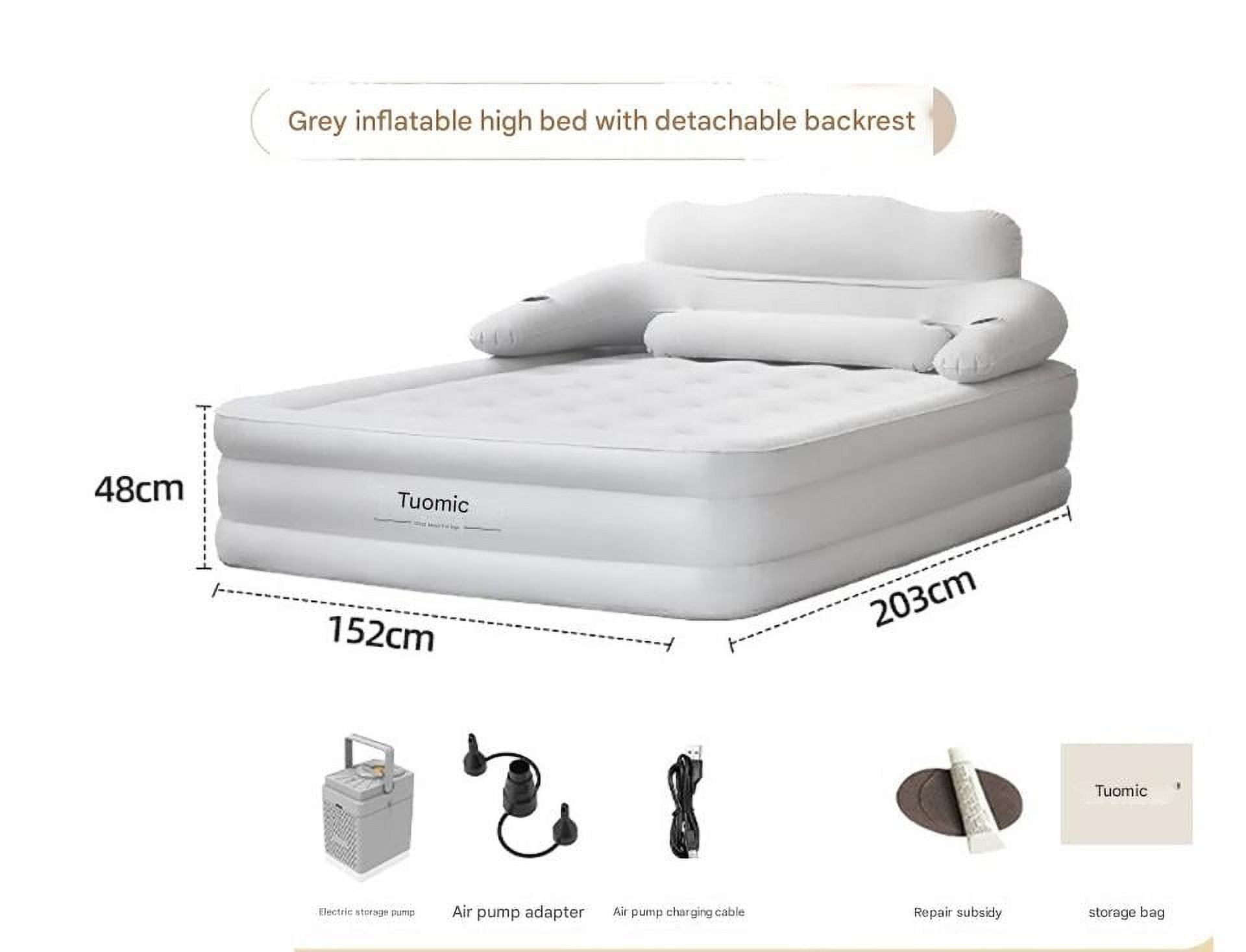 PUEDO Air Mattress, Inflatable Airbed with Built-in Pump for Guest Home Camping Travel, Queen size, White