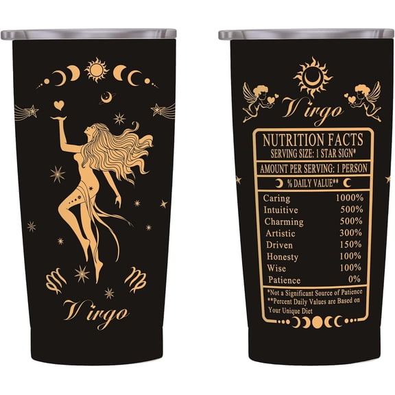 20oz Virgo Constellations Tumbler Double Wall Vacuum Insulated Mugs, Mens Women Zodiac Coffee Wine Water Sublimation Mugs Car Cup Gifts