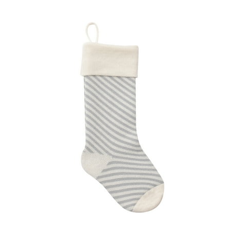 

Odeerbi Reduced Christmas Socks For Decoration Pinstripe Printed Stocking Wool Pendant Gift Bag Gray