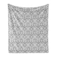 thumbnail image 1 of Irish Soft Flannel Fleece Throw Blanket, Royal Antique Floral Curves Old Fashioned Style Folkloric Tile, Cozy Plush for Indoor and Outdoor Use, 50" x 60", Grey and White, by Ambesonne, 1 of 6
