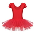thumbnail image 2 of iEFiEL Kids Girls Ruffled Cap Sleeve Ballet Leotard Dancewear Sequined Ballet Dance Gymnastics Leotard Tutu Dress Red 3-4, 2 of 7