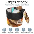 thumbnail image 2 of PhooArto Large Barrel Drawstring Makeup Bag, Music Notes Violin Leaf Painting Travel Cosmetic Bag Portable Make Up Organizer Bag, 2 of 6