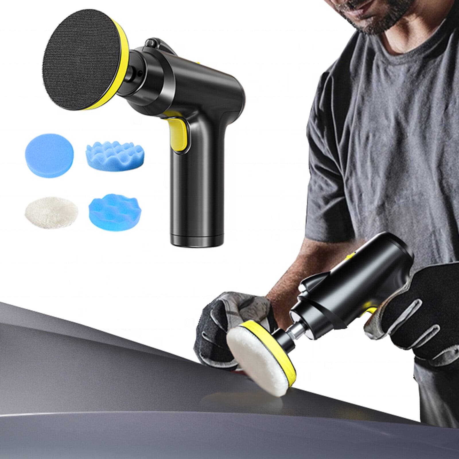 Cordless Car Waxer/ Polisher with 4000 mAh High-capacity Battery, 3 Variable Speed Lightweight Buffer Polisher Kit for Car Detailing/Waxing/Polishing
