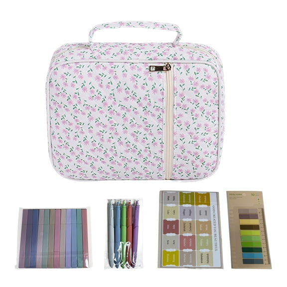 Bible Cover Case for Women Large Bible Bag w/Handle, Tabs, Pens, Study Supplies Organizer Journaling Kit Quilted Book Carrying Case Christian Gifts for Mom, Lady, Friends