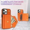 thumbnail image 4 of ELEHOLD for iPhone 12 Pro / 12 6.1" Case Premium Leather Wallet with Back Organ Card Holders Kickstand Function Crossbody Shoulder Strap Luxury Shockproof Women Purse Cover ,orange, 4 of 5
