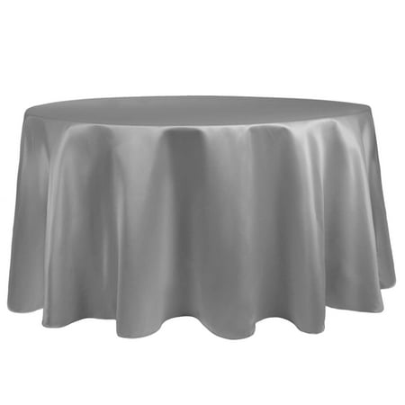 

Ultimate Textile (2 Pack) Satin 84-Inch Round Tablecloth - for Wedding Special Event or Banquet use Silver Grey