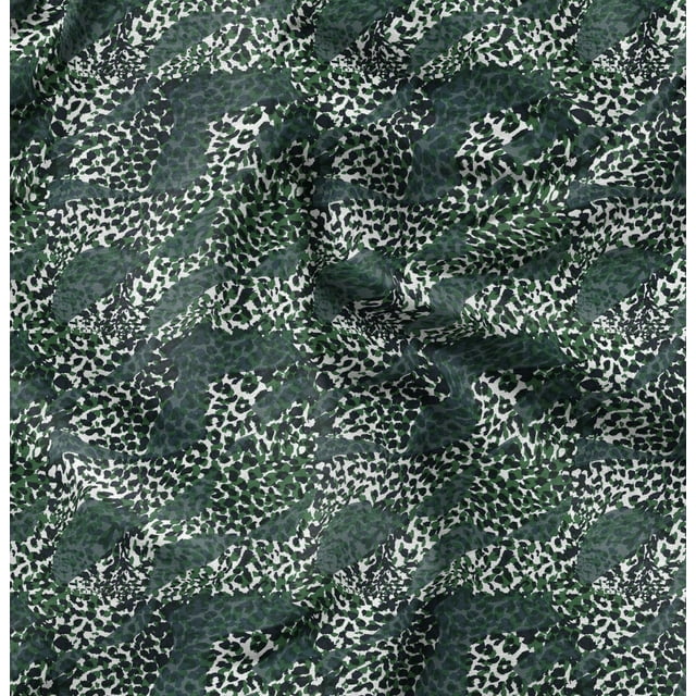 Soimoi Green Rayon Fabric Leopard Animal Skin Print Sewing Fabric Yard 42 Inch Wide