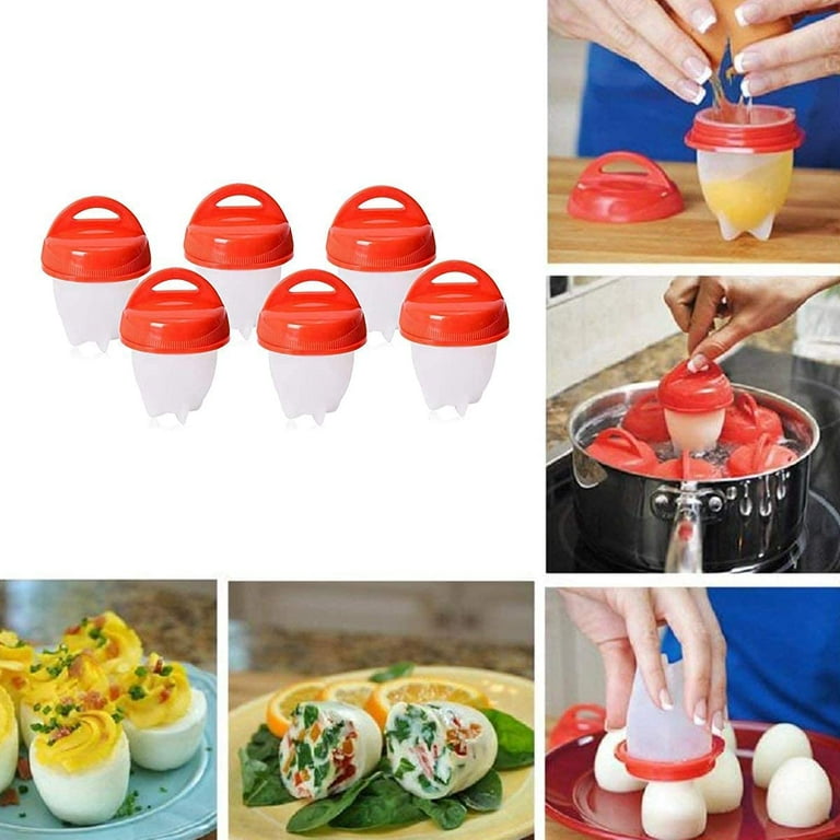3-6 pcs Egg Cooker Flexible Silicone Non-Stick Kitchen Cooking Boiled Eggs  Poachers Separator Steamer Egg Mold Cup Accessories