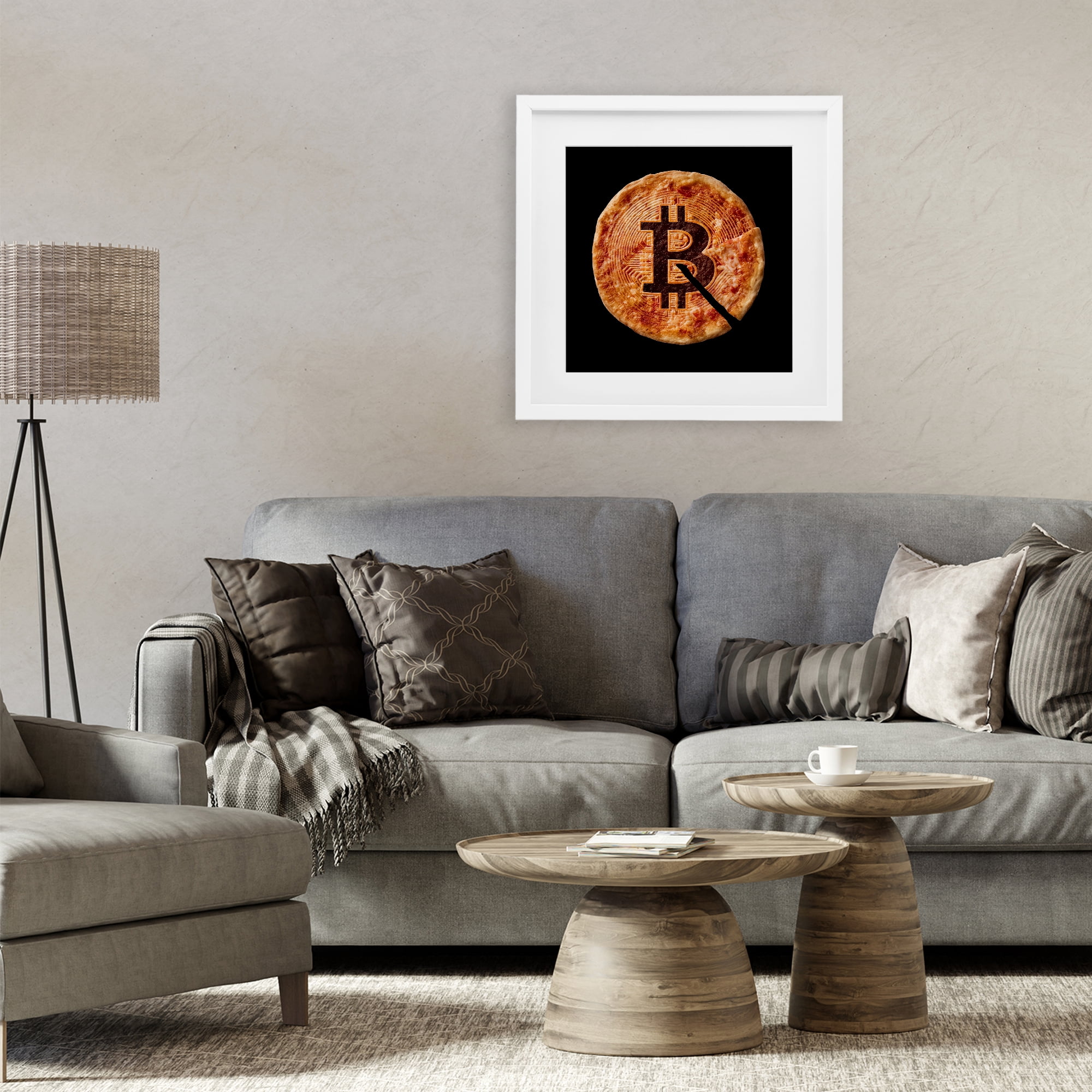 Stupell Industries Crypto Pizza Slice White Framed Print Under Glass, design by Svetlana Aleynikova