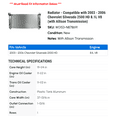 thumbnail image 2 of Radiator - Compatible with 2003 - 2006 Chevy Silverado 2500 HD 8.1L V8 (with Allison Transmission) 2004 2005, 2 of 2