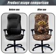 thumbnail image 4 of FKELYI Office Chair Cover Dust-Proof Swivel Chair Protective Slipcover Stretchable Boss Chair Cover for Office Home Decoration, Grunge Sunflower Highland Cow Leaf Print, Small, 4 of 6