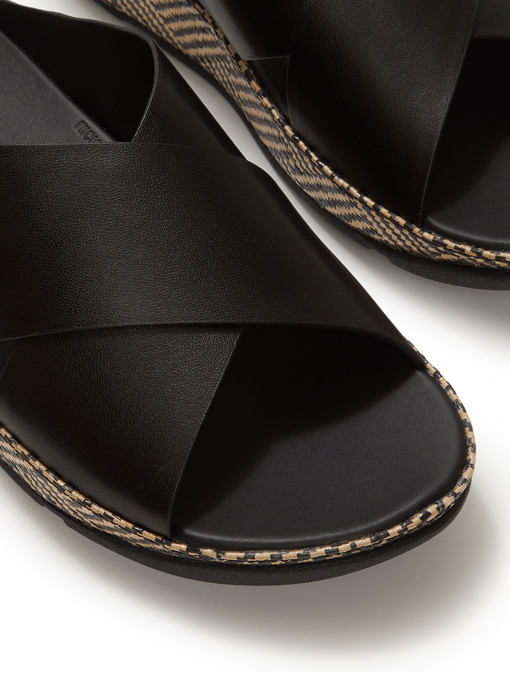 Fitflop Women's Lulu Lux Graphic-Weave Leather Cross-Strap Slide Sandals