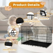 YRLLENSDAN 48 inch Dog Crate, Dog Crates and Kennels for Big Dog Foldable Large Dog Crate for Large Dogs with Handle Double-Door Outdoor Metal Wire Dog Cage with Plastic Tray for Medium Dogs, Black