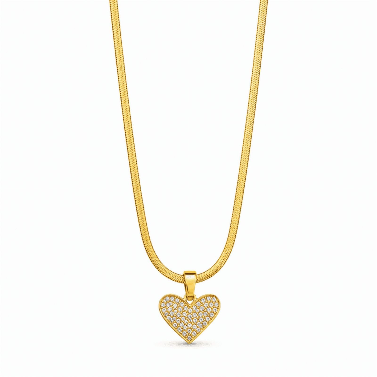 Apex Global Hub Sparkling Heart Pendant Necklace with Snake Chain Elegant Everyday Jewelry for Women Special Occasion Wear Standard Size