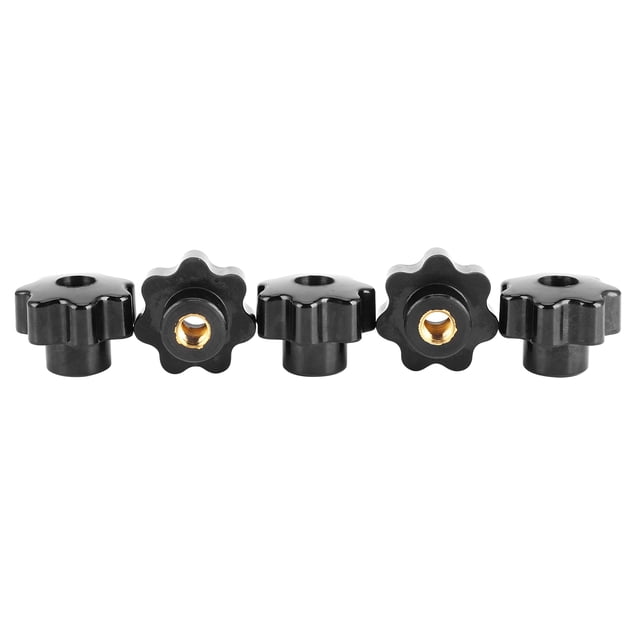 5PCS Écrous Poignée Poignée de Serrage Écrous Poignée de Poignée 7 Étoiles Bouton Fileté Noir Poignée Vis en Plastique pour Outil d'Équipement Industriel
